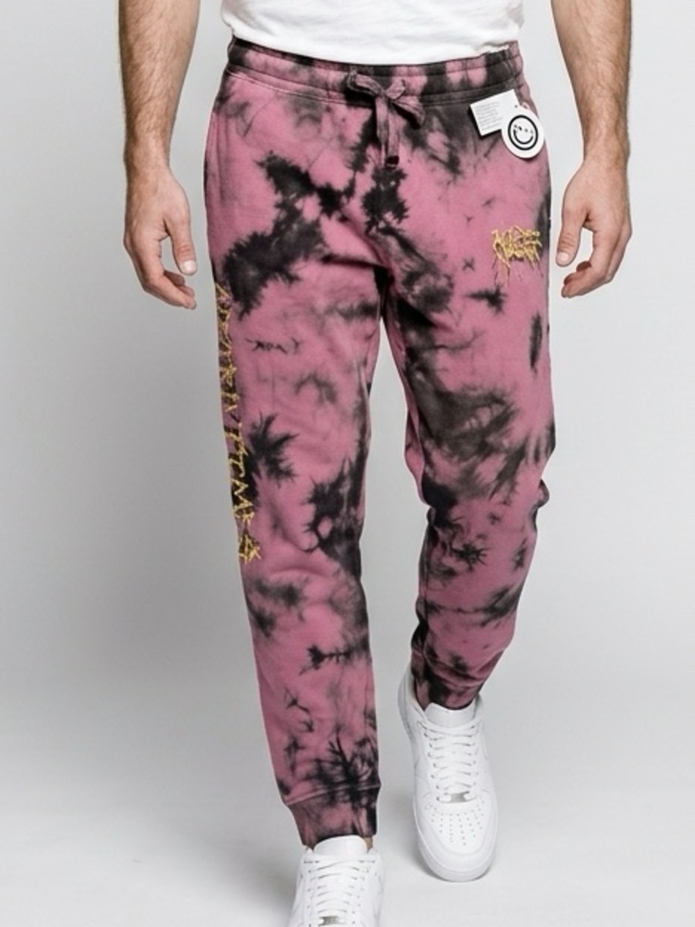 NWT NEFF Men’s Pink Black Tie Dye Weird Times Athletic Sweatpants Joggers Size M